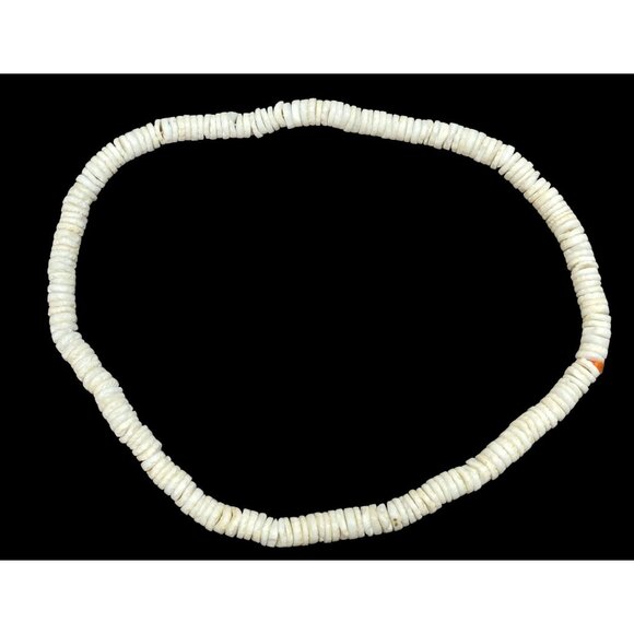 Vintage 90s Natural Puka Shell Beaded Stretch Necklace - Picture 1 of 4
